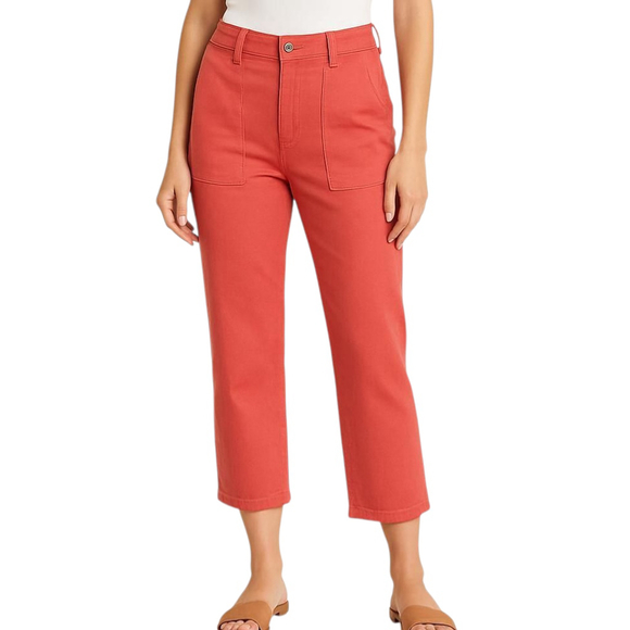 Pistola Erin Women's Pink High Rise Utility Crop Straight Leg Pants Size 30 NWT - Picture 1 of 14